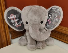 Load image into Gallery viewer, Grey Birth Stat Elephant
