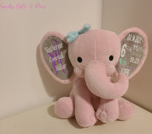 Load image into Gallery viewer, Pink Birth Stat Elephant
