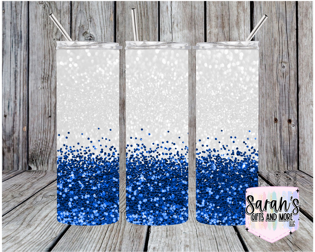 208- White/Blue Glitter Effect