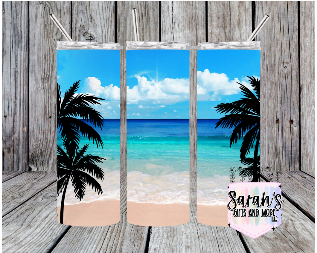 132- Palm Tree Beach Scene