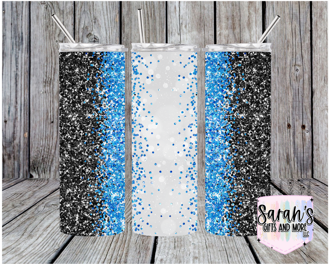 212- Black/Blue/Silver Glitter Effect